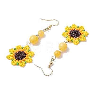 Glass Seed Beads Dangle Earrings EJEW-MZ00328-1