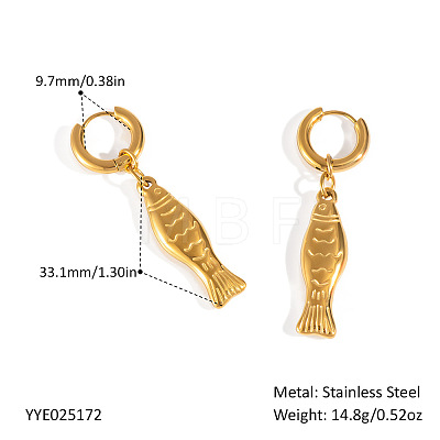European Stainless Steel Fish Dangle Hoop Earrings for Women WY0433-2-1