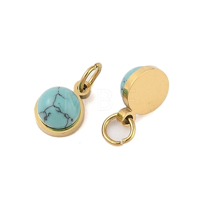 Synthetic Turquoise Half Round Charms with Jump Ring STAS-A097-05G-06-1