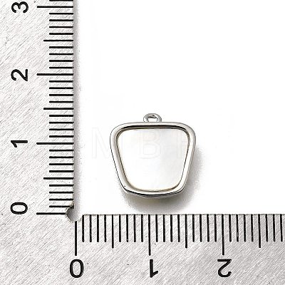 Brass Pave Natural White Shell Trapezoid Charms KK-K378-60S-1