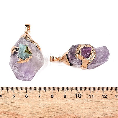 Raw Rough Natural Amethyst Pendants G-T138-175B-1