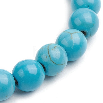 Synthetic Turquoise Beaded Stretch Bracelets for Women Men BJEW-JB11552-02-1