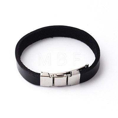 304 Stainless Steel Leather Cord Bracelets BJEW-N269-29-1