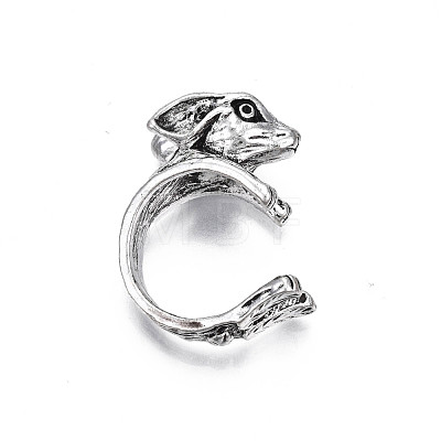 Gothic Punk Deer Alloy Open Cuff Ring for Men Women RJEW-T009-54AS-1