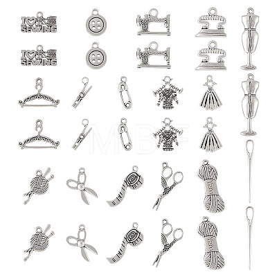 64Pcs 16 Style Tibetan Style Alloy Pendants TIBEP-TA0001-39-1