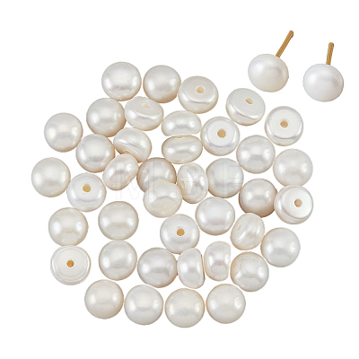  Half Drilled Natural Cultured Freshwater Pearl Beads PEAR-NB0001-89-1