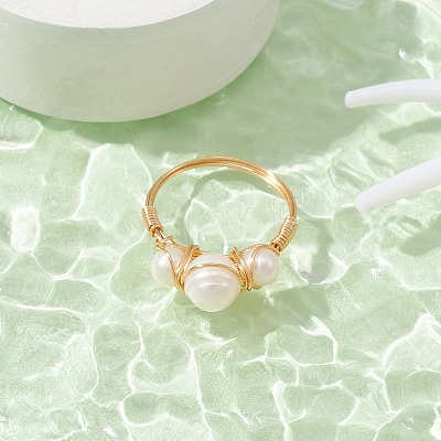 Natural Pearl Finger Ring RJEW-JR00581-1