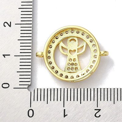 Rack Plating Brass Micro Pave Clear Cubic Zirconia Connector Charms KK-Z039-35G-1