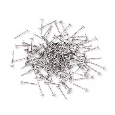 316 Surgical Stainless Steel Flat Round Blank Peg Stud Earring Settings STAS-R073-04-1
