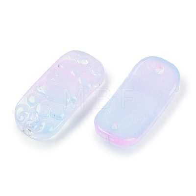 Spray Painted Transparent Glass Connector Charms X1-GLAA-H035-06G-1