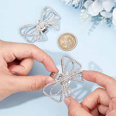 2Pcs Bowknot Alloy Rhinestone Shoe Decorations FIND-CP0002-24A-1