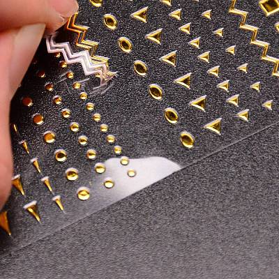 PET 3D Gold Metal Sticker Chain Zipper Metal Decal MRMJ-WH0072-83-1