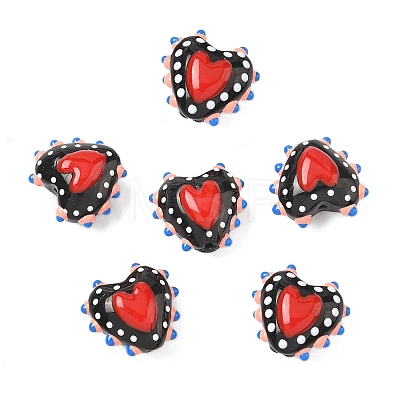 Baking Paint Glass Bumpy Beads Heart LAMP-V001-09F-1