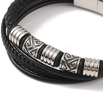 Braided Microfiber Leather Multi-strand Bracelets BJEW-B096-07D-1