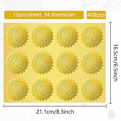 34 Sheets Honor Roll Self Adhesive Gold Foil Embossed Stickers DIY-WH0509-043-1