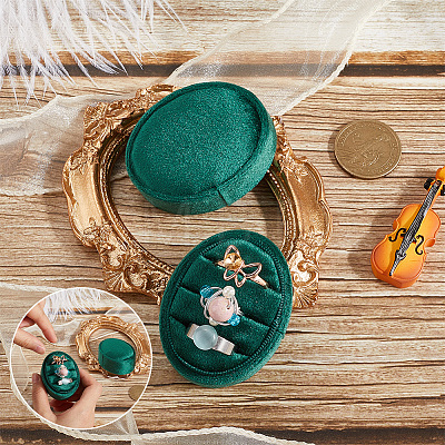 Oval Shape Velvet Rings Storage Gift Boxes CON-WH20001-06B-1