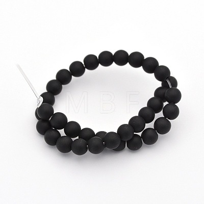 Dyed Natural Black Agate Beads Strands G-P088-14-6mm-1