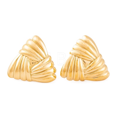 Ion Plating(IP) Triangle 304 Stainless Steel Stud Earrings for Women EJEW-L272-024G-1