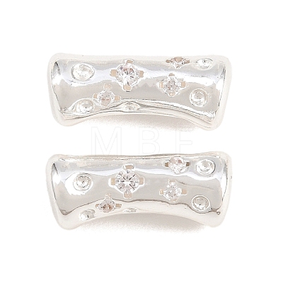 Brass Micro Pave Clear Cubic Zirconia Beads KK-Z162-21S-1