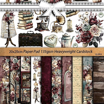 10Pcs 10 Styles Scrapbook Paper Pad PW-WG65A68-01-1