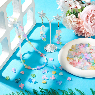 200Pcs 2 Styles Gradient Color Transparent Acrylic Beads OACR-TA0004-85-1