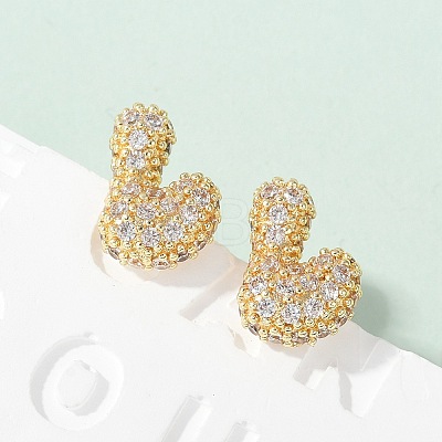 Brass Micro Pave Cubic Zirconia Stud Earrings EJEW-Z091-04G-L-1