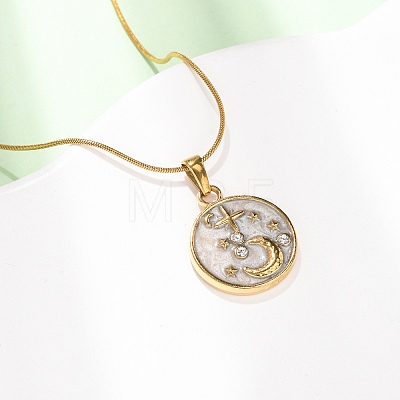 304 Stainless Steel Crystal Rhinestone Pendant Necklaces for Women NJEW-F378-01G-01-1