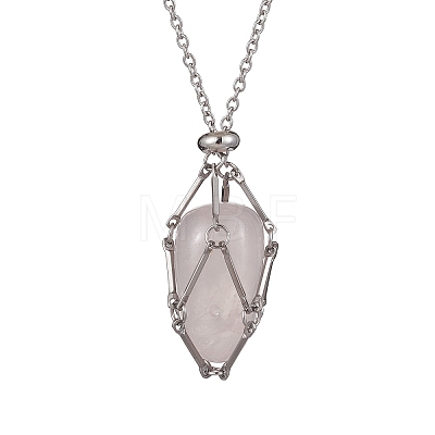 Crystal Holder Cage Necklace X-NJEW-JN04585-1