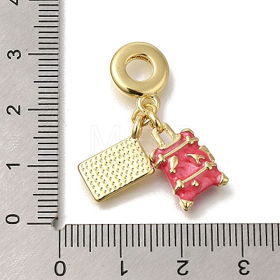 Brass Enamel European Dangle Charms KK-R002-22G-01-1