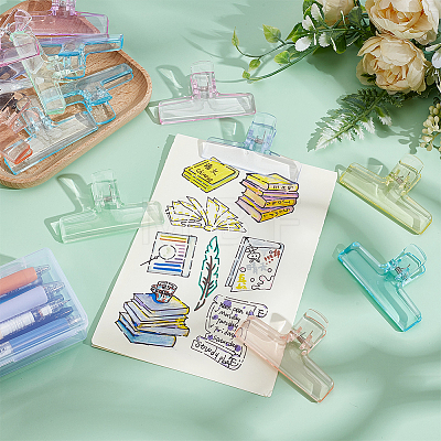 45Pcs 9 Colors Transparent Plastic Binder Clips AJEW-WA0003-80-1