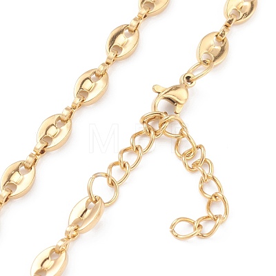 Vacuum Plating 304 Stainless Steel Coffee Bean Chain Necklaces NJEW-O123-01G-1