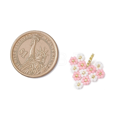MIYUKI Glass Seed Beaded Heart with Flower Pendants PALLOY-MZ01113-02-1