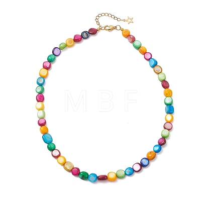 Dyed Natural Shell Colorful Nuggets Beaded Necklaces for Women NJEW-JN06002-1