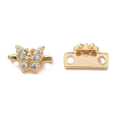 Brass Micro Pave Clear Cubic Zirconia Connector Charms KK-B074-03G-1