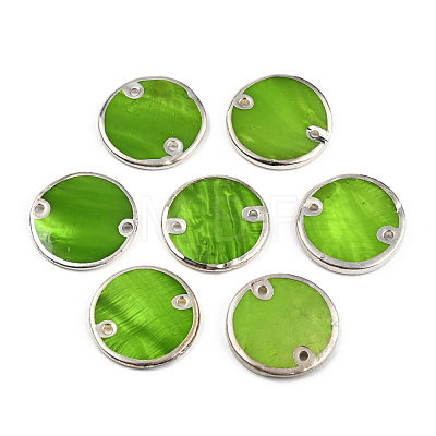 Spray Painted Natural Freshwater Shell Connector Charms SHEL-N026-219-1