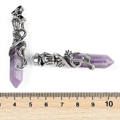Natural Amethyst Faceted Double Termimal Pointed Big Pendants G-P547-03AS-04A-1