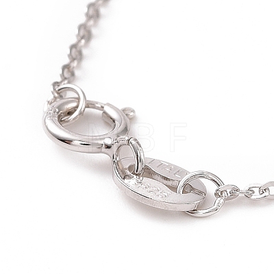 Rhodium Plated 925 Sterling Silver Cable Chains Necklace for Women STER-I021-08A-P-1