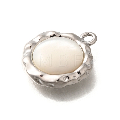 Brass Pave Natural White Shell Pendants KK-B127-10P-1