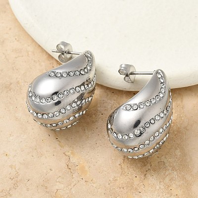 304 Stainless Steel Teardrop Stud Earrings EJEW-B108-07P-1