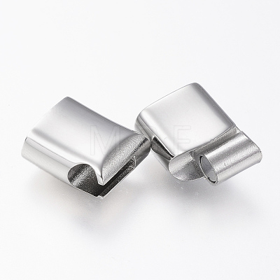 304 Stainless Steel Magnetic Clasps with Glue-in Ends X-STAS-G157-14P-12x7mm-1