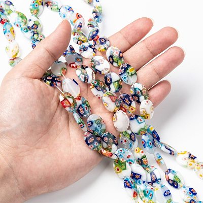 Handmade Millefiori Glass Beads Strands X-LK137-1