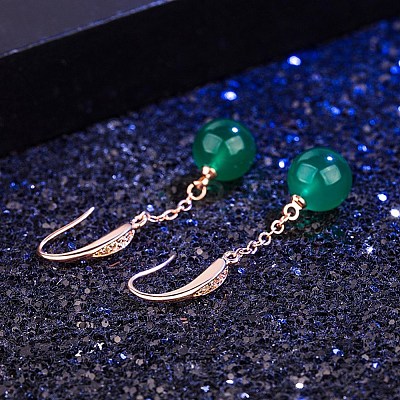 Round Imitation Agate Dangle Earrings for Girl Women EJEW-BB46369-B-1