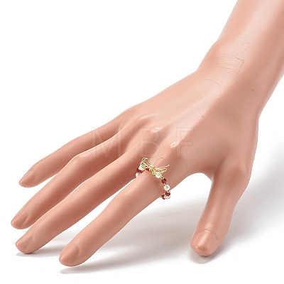 Imitate Austrian Crystal Bicone Glass Beaded Finger Rings RJEW-TA00003-03-1