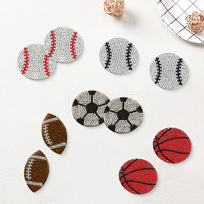 10Pcs 5 Styles Sports Resin & Glass Hotfix Rhinestone DIY-GF0014-27-1