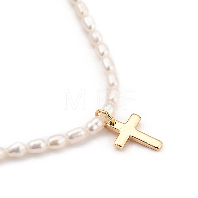 Cross Brass Pendant Necklaces NJEW-JN02972-02-1