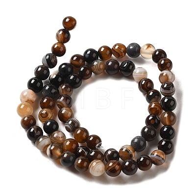 Natural Striped Agate/Banded Agate Strands G-Q842-6mm-M-1
