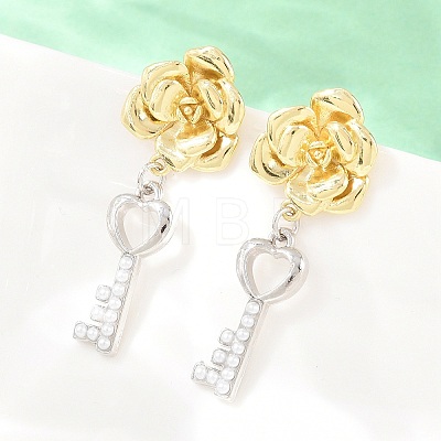 Brass Stud Dangle Earrings EJEW-G471-35GP-1