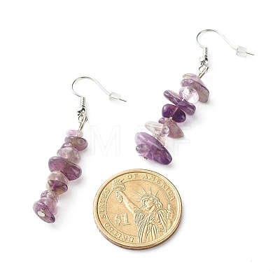 Natural Amethyst Chip Beads Dangle Earrings EJEW-JE04649-05-1