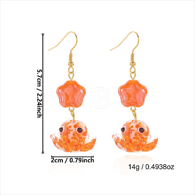 Iron & Glass & Porcelain Dangle Earrings WG76621-01-1