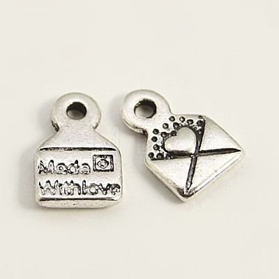 Tibetan Style Alloy Envelope Carved Heart and Word Made with Love Charms for Gift Making X-LF0643Y-1